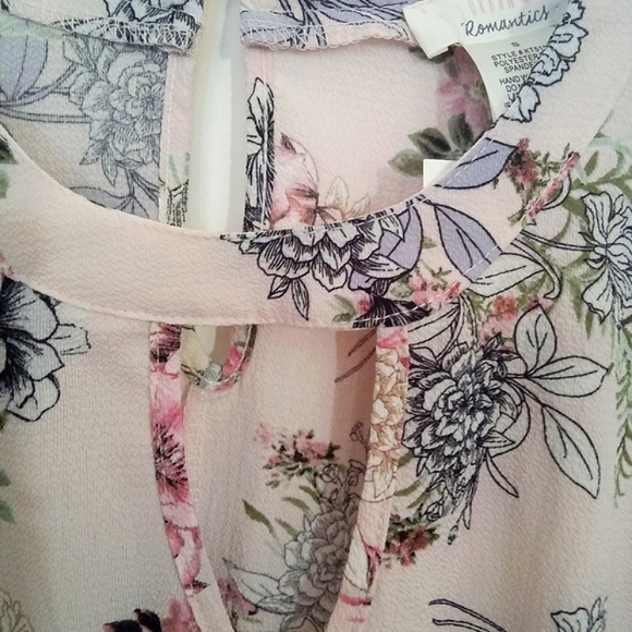 Urban Romantics Ruffled 3/4 Sleeve Blouse with PeekaBoo Opening at Front - Picture 14 of 14